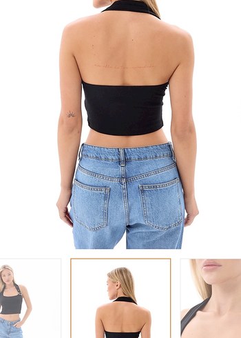 Siyah Kemerli Kadın Crop - Görsel 3