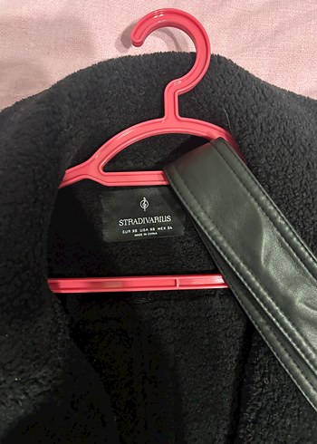 Kadın Siyah Süet Kemerli Punk Ceket - Görsel 2