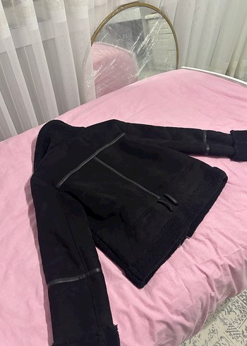 Kadın Siyah Süet Kemerli Punk Ceket - Görsel 4