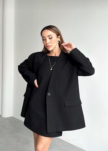 universal Beden siyah Renk Siyah Kadın Oversize Blazer