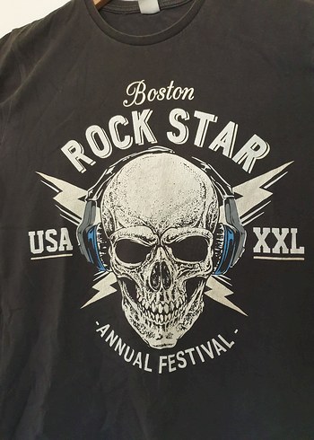 Rock Punk Erkek Tişört Siyah Baskılı