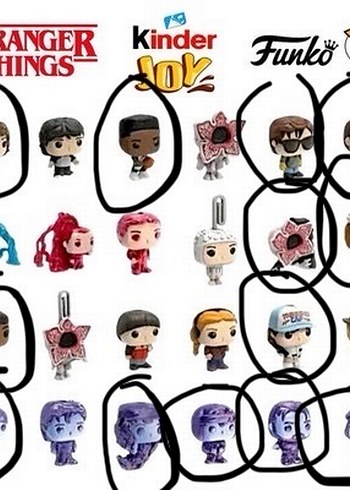 Çeşitli Stranger Things Funko ve Kinder Figürleri