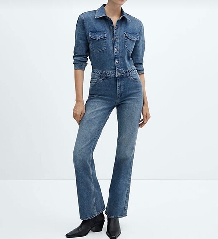 s Beden mavi Renk Mango denim tulum
