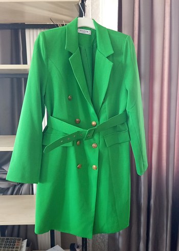 Uzun Yeşil Kadın Blazer Ceket elbise