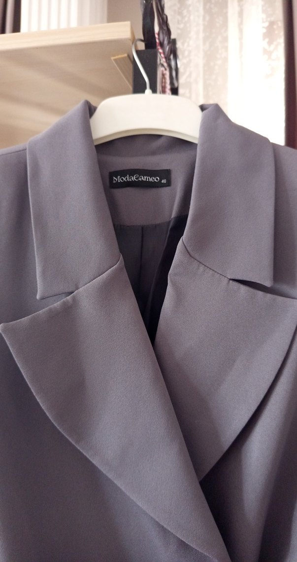 Düğmeli Gri Midi Kadın Klasik  elbise - Görsel 4