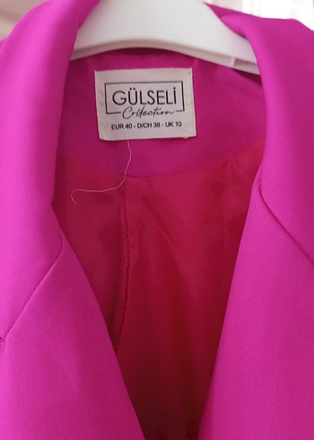 40 Beden Pembe fuşya Uzun Kesim Kadın Blazer Ceket elbise