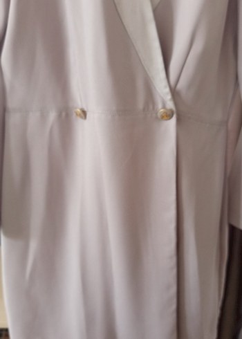 Bej Uzun Kadın Ofis Klasik Kesim Ceket - Görsel 5