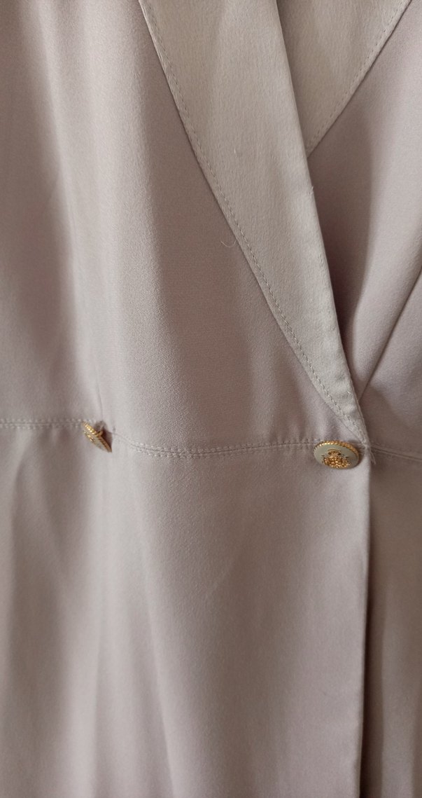 Bej Uzun Kadın Ofis Klasik Kesim Ceket - Görsel 3