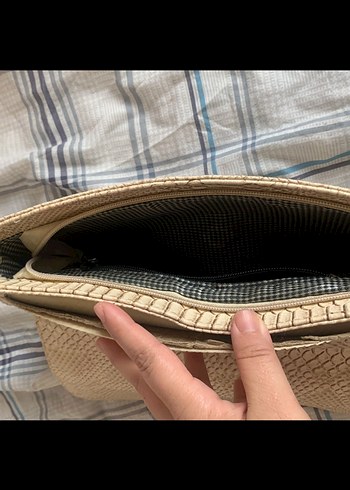 Bej Yılan Derisi Desenli Kadın Deri Çanta - Görsel 4