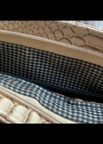 Bej Yılan Derisi Desenli Kadın Deri Çanta - Görsel 5
