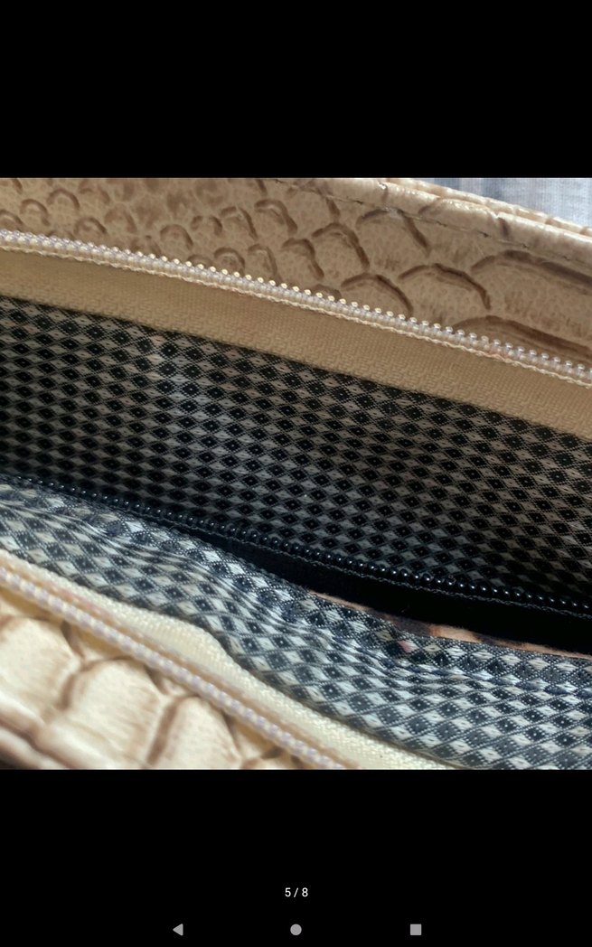 Bej Yılan Derisi Desenli Kadın Deri Çanta - Görsel 5