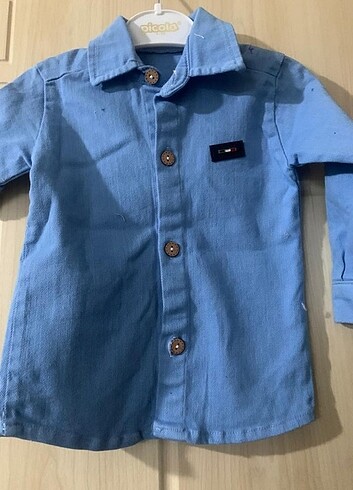 Mavi gomlek kot gömlek - Görsel 2