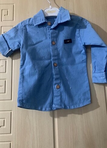 Mavi gomlek kot gömlek - Görsel 3