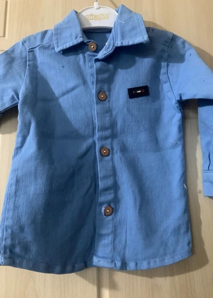 Mavi gomlek kot gömlek - Görsel 2