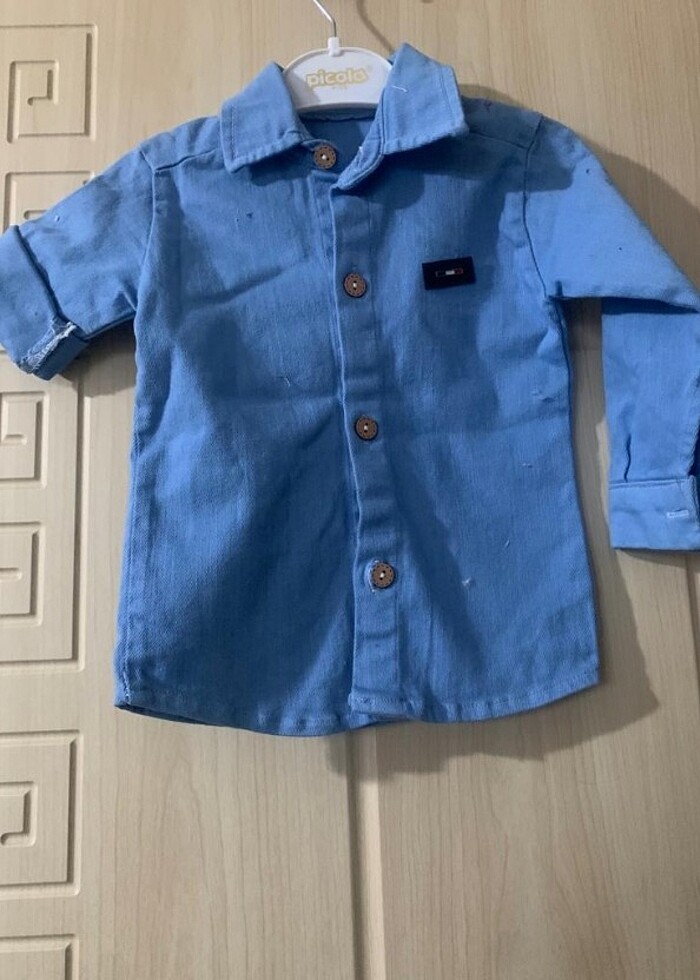 Mavi gomlek kot gömlek - Görsel 3
