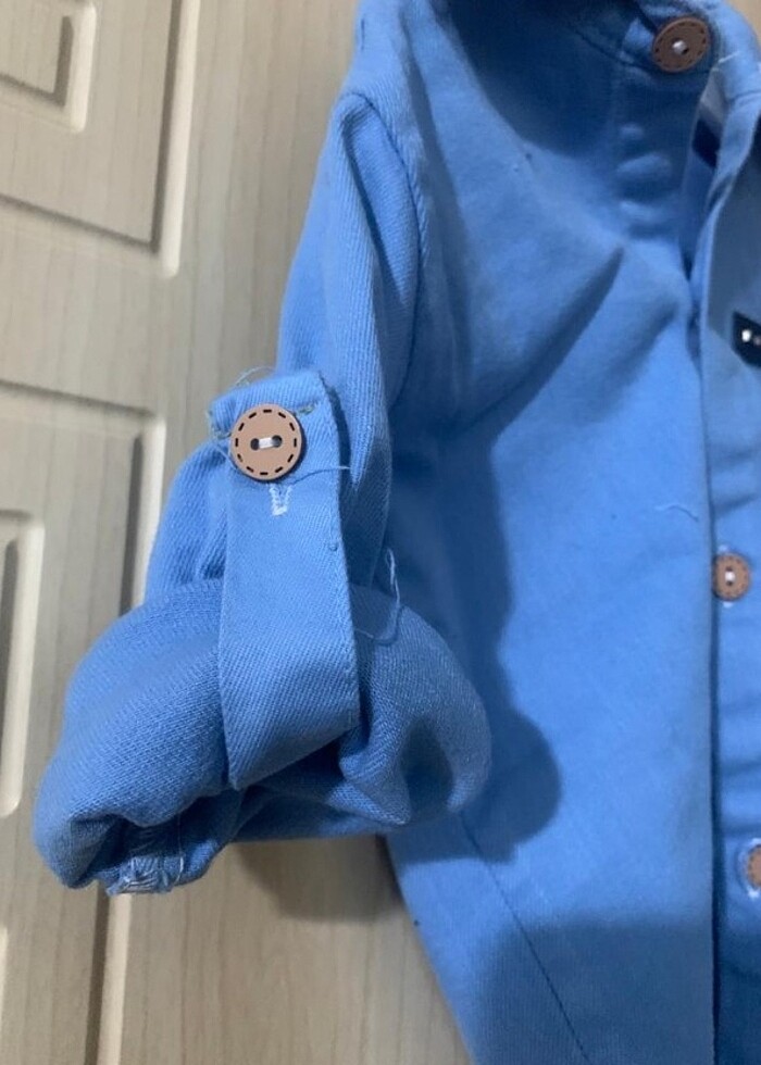 Mavi gomlek kot gömlek - Görsel 5