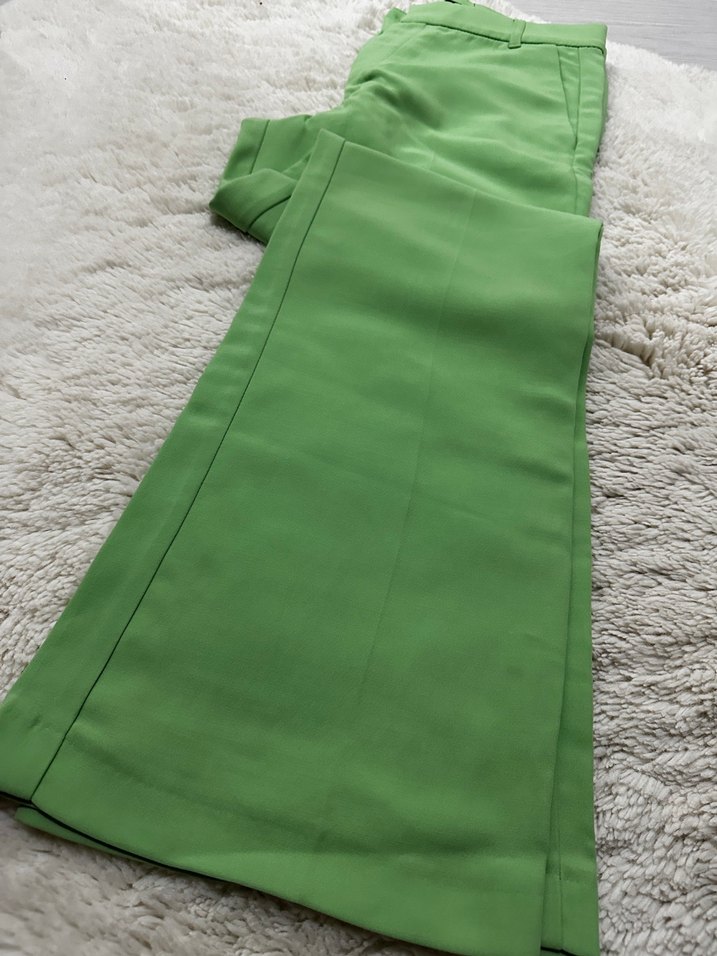 Kadın Yeşil Normal Boy Kumaş Pantolon - Görsel 3