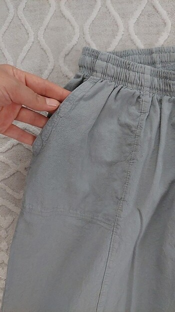 l Beden gri Renk Gri keten şalvar pantolon