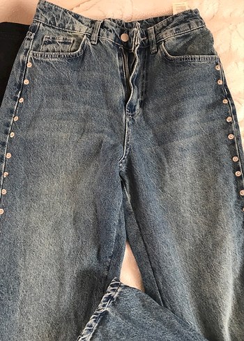Diğer Bol kenarı zımbalı Kadın Kot Pantolon