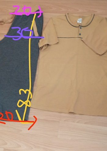Düğmeli Camel Renk Kısa Kollu kapri takim