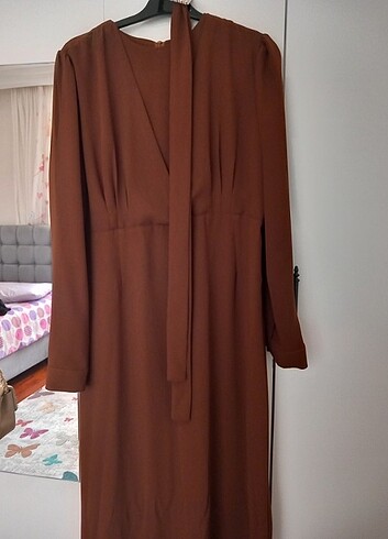 38 Beden kahverengi Renk Kalem elbise