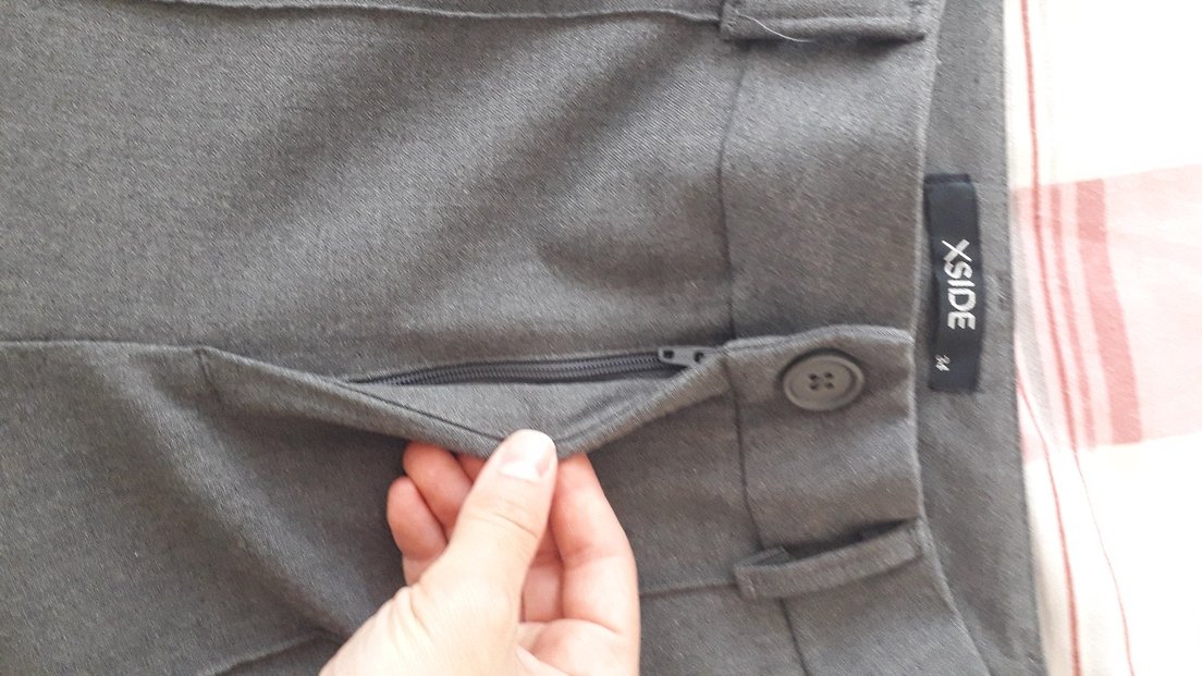 Gri Pliseli  Kadın Kumaş Pantolon - Görsel 2