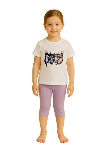 Renkli Baskılı Pamuklu Çocuk Pijama Takımı - Görsel 3