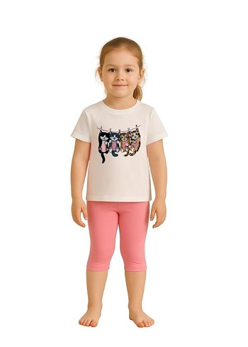 Renkli Baskılı Pamuklu Çocuk Pijama Takımı - Görsel 4