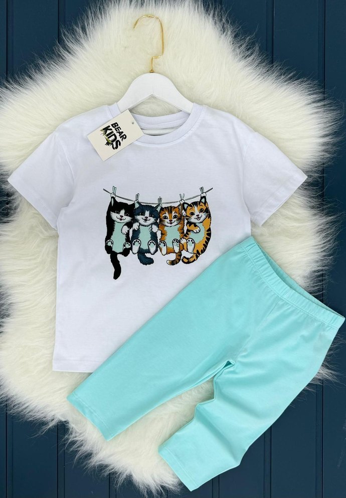 Renkli Baskılı Pamuklu Çocuk Pijama Takımı - Görsel 2