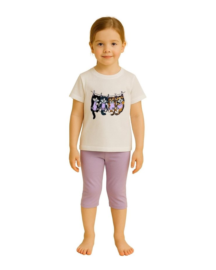 Renkli Baskılı Pamuklu Çocuk Pijama Takımı - Görsel 3