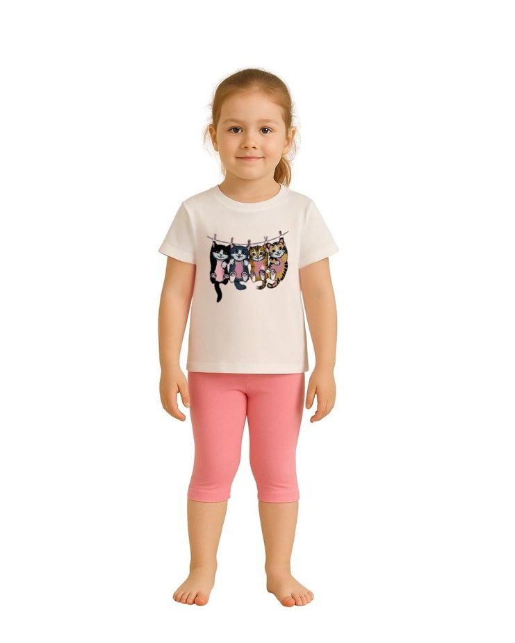 Renkli Baskılı Pamuklu Çocuk Pijama Takımı - Görsel 4