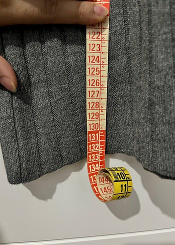 Uzun Gri Triko Kadın Elbise - Görsel 3