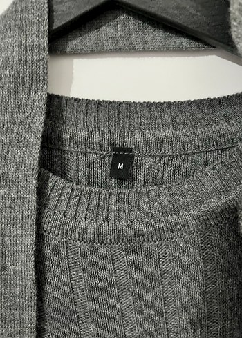 Uzun Gri Triko Kadın Elbise - Görsel 6