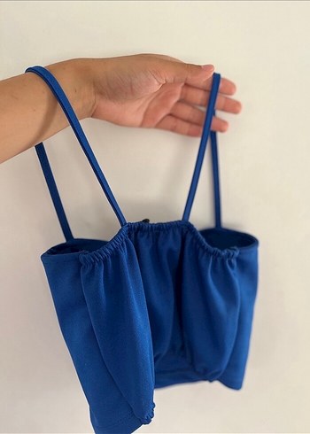 V Yaka Mavi Mini Bustiyer - Görsel 4