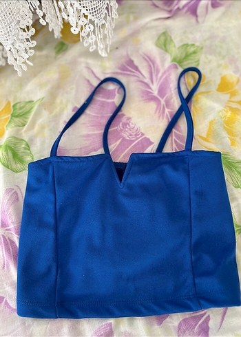 V Yaka Mavi Mini Bustiyer - Görsel 2