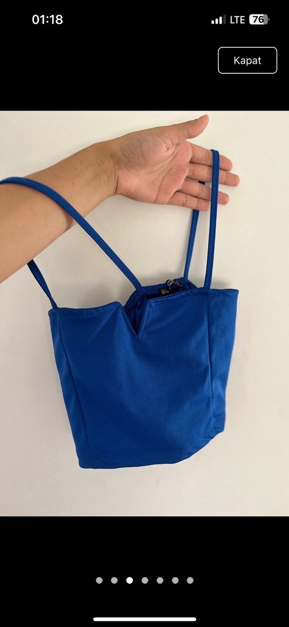 V Yaka Mavi Mini Bustiyer - Görsel 3