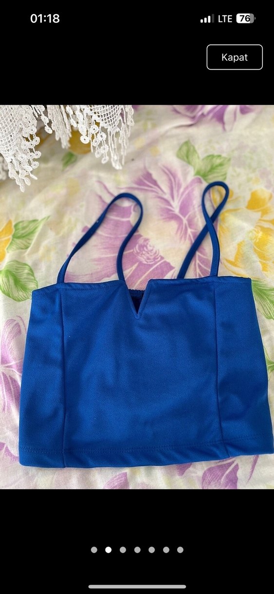 V Yaka Mavi Mini Bustiyer - Görsel 2