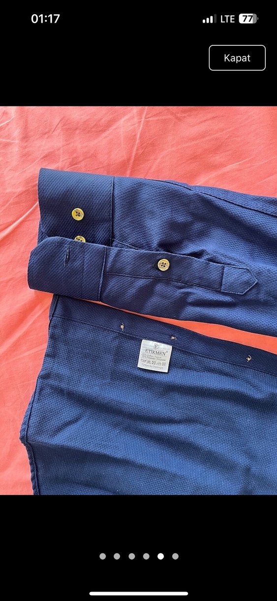 Mavi Erkek Düğmeli Uzun Kollu Gömlek - Görsel 5