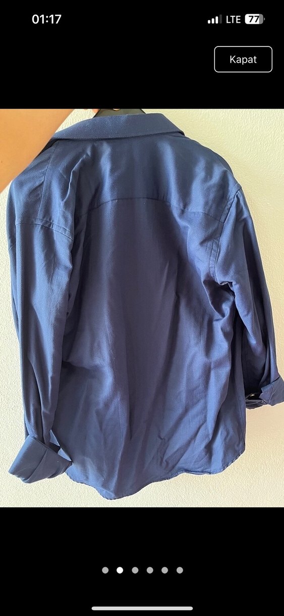 Mavi Erkek Düğmeli Uzun Kollu Gömlek - Görsel 2