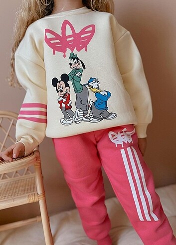 Adidas Kız çocuk Disney baskılı şardonlu takım