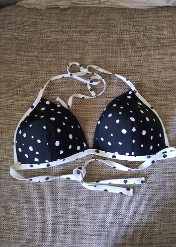 Siyah Beyaz Puantiyeli Vintage Bikini Üstü