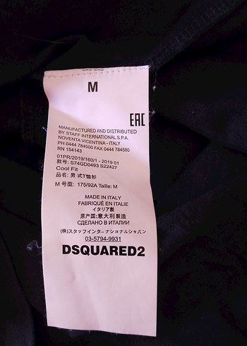 m Beden siyah Renk DSQUARED2 orijinal marka t-shirt