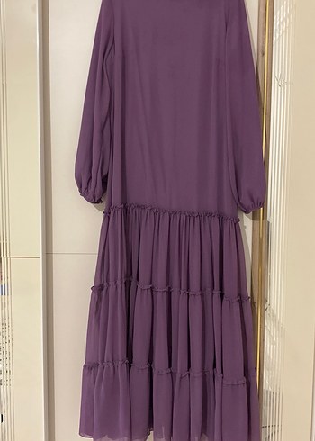 Harem Butik hare Mor Uzun Volanlı Bohem Elbise