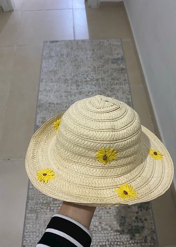 Sarı Renkli Bohem Örgü kız çocuk  Şapka - Görsel 2