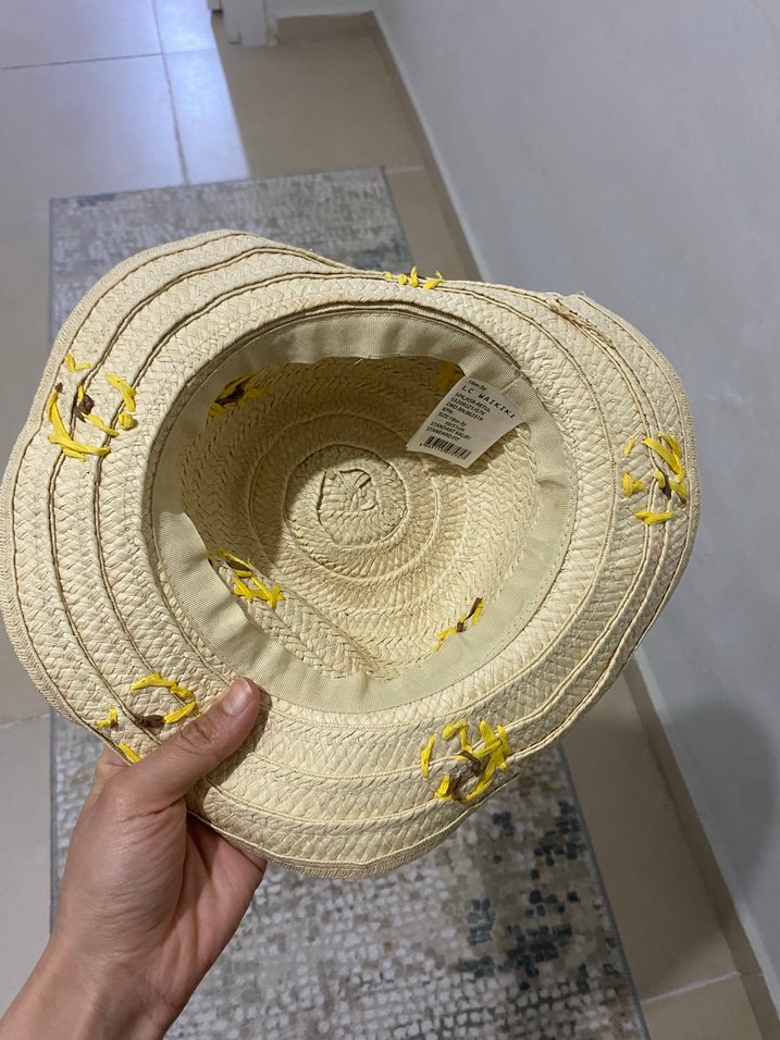 Sarı Renkli Bohem Örgü kız çocuk  Şapka - Görsel 5