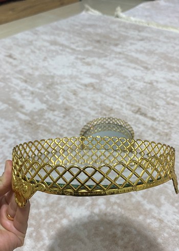 2 Li Altın Renkli Parlak aynalı tepsi - Görsel 7