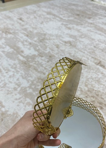 2 Li Altın Renkli Parlak aynalı tepsi - Görsel 4