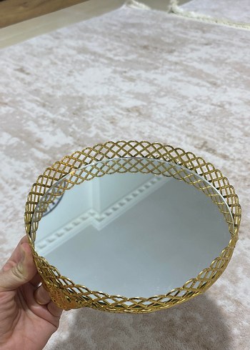 2 Li Altın Renkli Parlak aynalı tepsi - Görsel 8