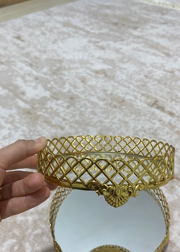 2 Li Altın Renkli Parlak aynalı tepsi - Görsel 6