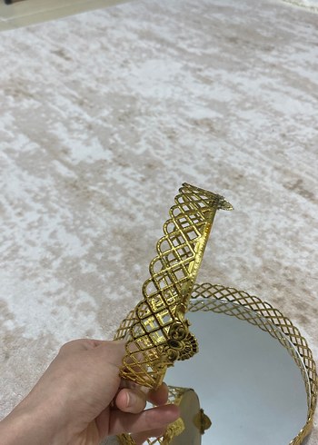 2 Li Altın Renkli Parlak aynalı tepsi - Görsel 3